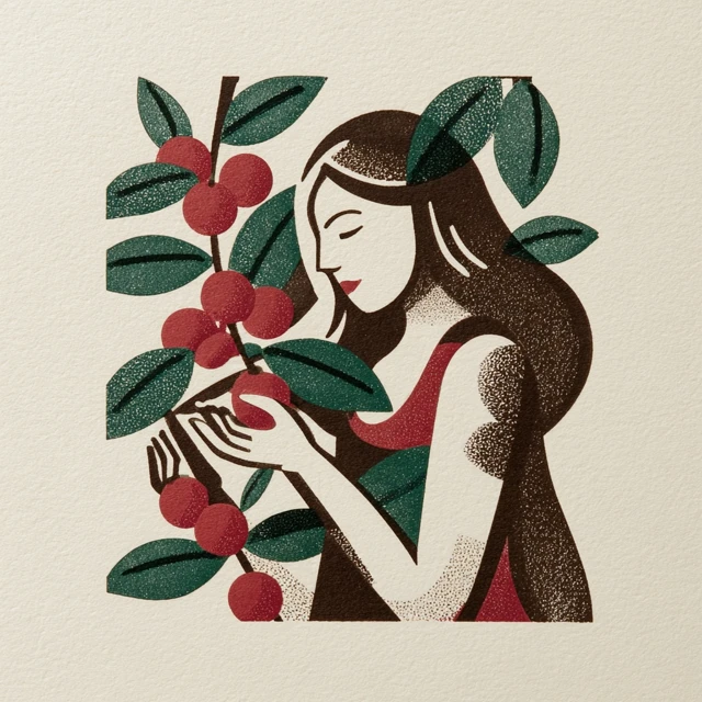 Hawaiian Goddess Illustration Kona Coffee Art