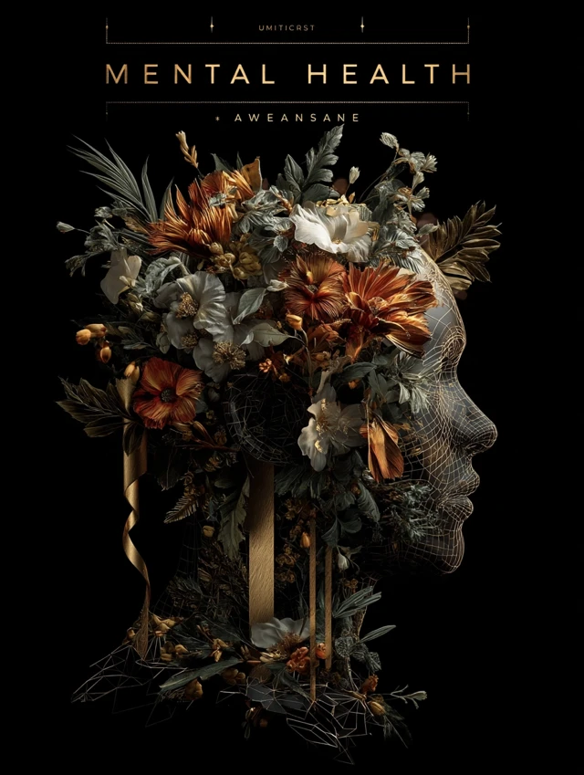 Mental Health Awareness: Floral Head Silhouette