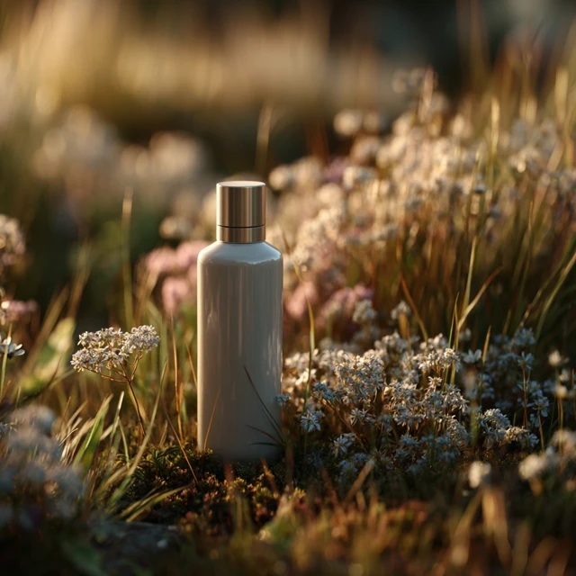 Natural Shampoo Bottle in Meadow Golden Hour