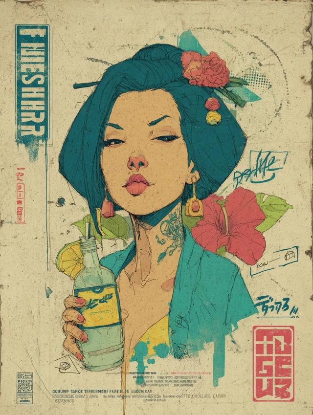 Japanese Geisha Graffiti Art