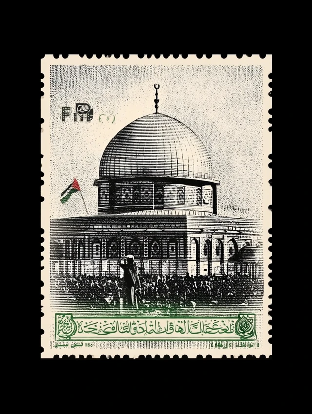 Vintage Stamp Palestine Dome of the Rock Protest
