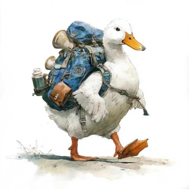 Adventurous Duck With Backpack Going on an Adventure