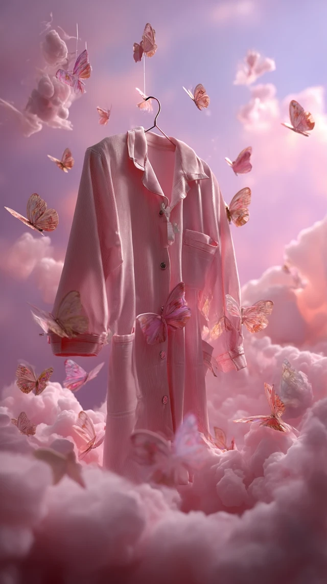Dreamy Pajamas Floating in the Clouds with Butterflies