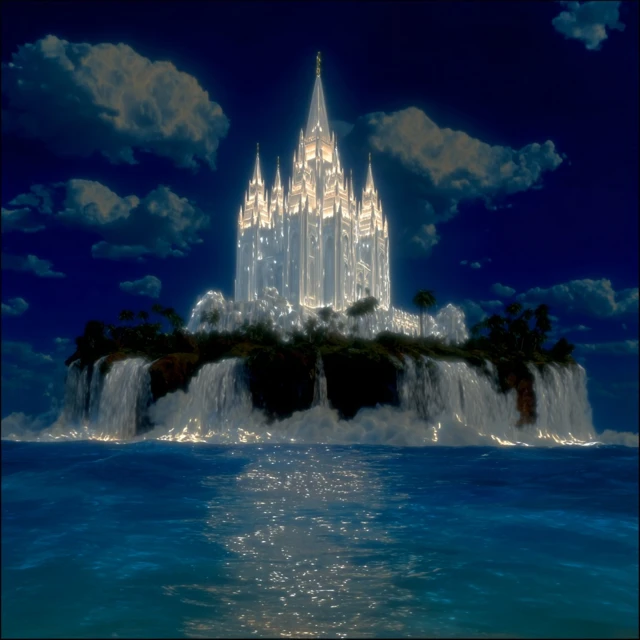 Floating Island Temple Fantasy Art