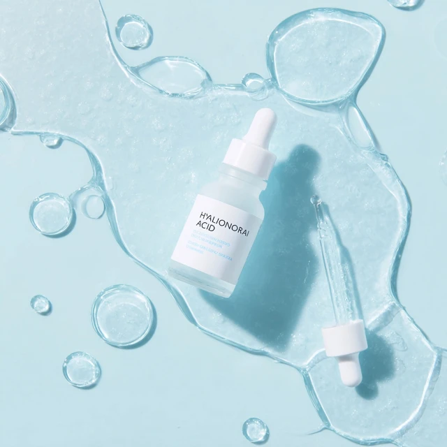 Hyaluronic Acid Serum Dropper Bottle Flat Lay