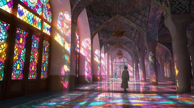 Rainbow Glass Mosque Artwork by Giimann