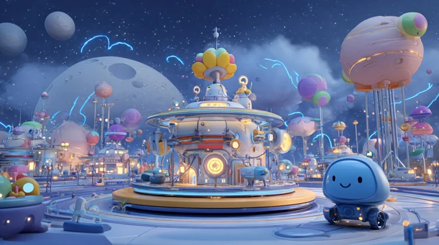Cartoon Lunar Power Station Adorable Astronaut