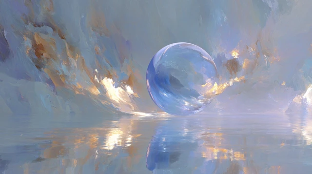 Abstract Digital Painting Ocean Sphere Reflection Art