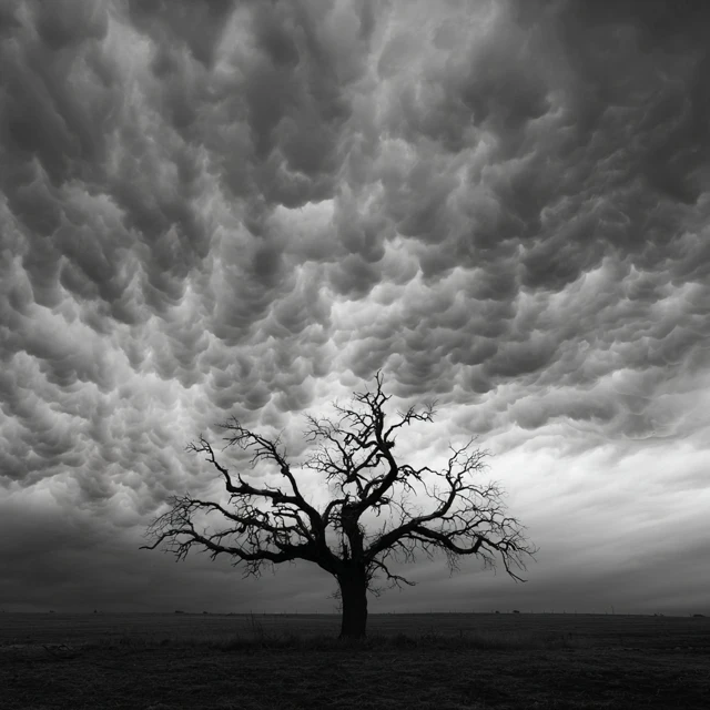 Dead Tree Under Asperitas Clouds Landscape Photography