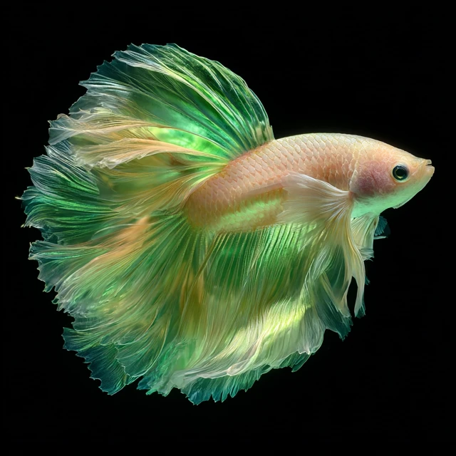 Majestic Betta Fish Champagne Gold and Neon Green