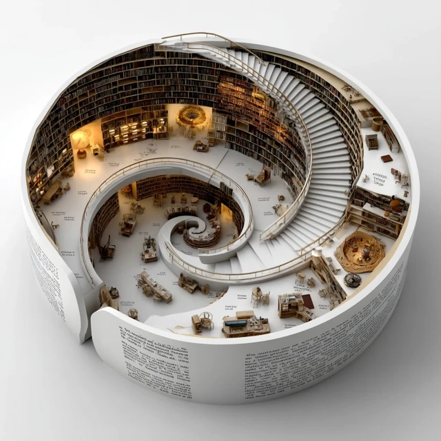 Spiral Staircase of Books Illustration