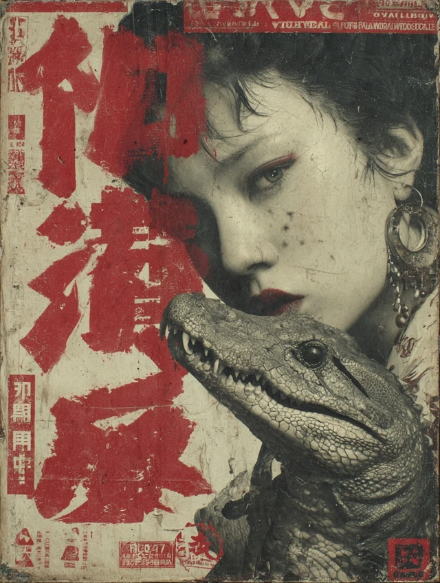 Alligator Geisha Punk Art Street Art Vintage