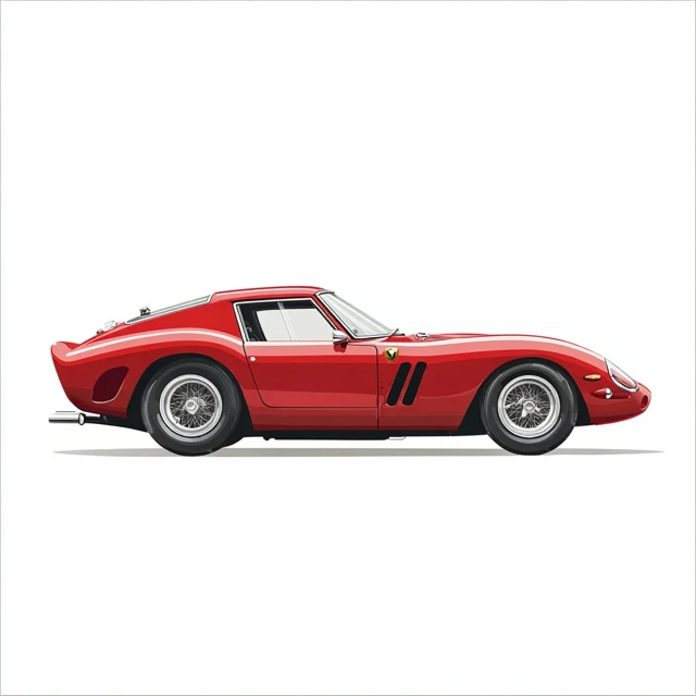 Red Ferrari 250 GTO Cartoon Illustration