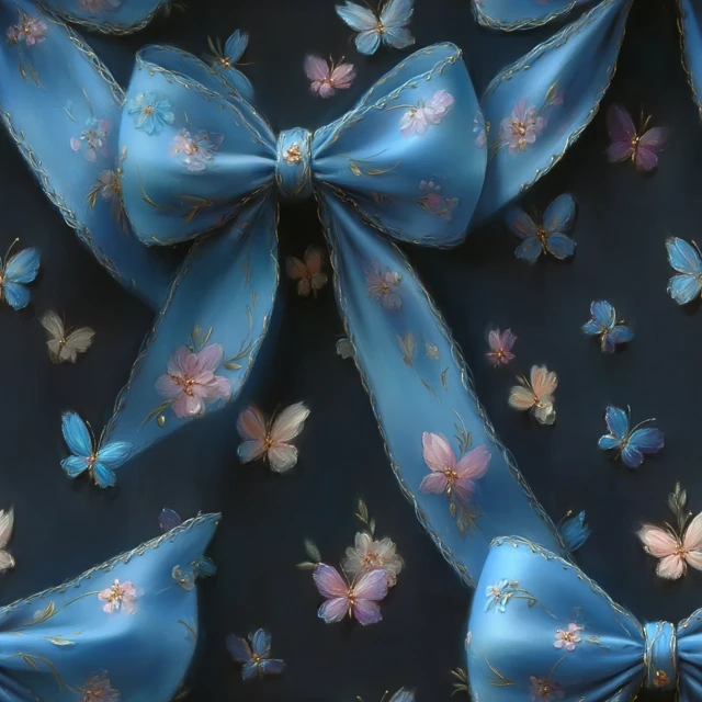 Dark Blue Bows and Butterflies Art