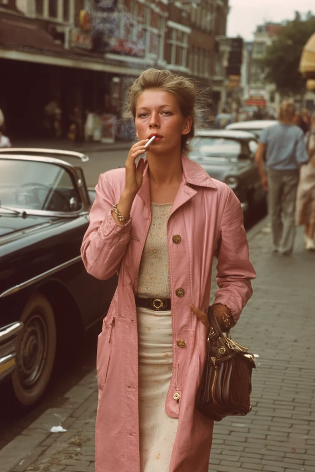 1950s American Woman Smoking on the Street