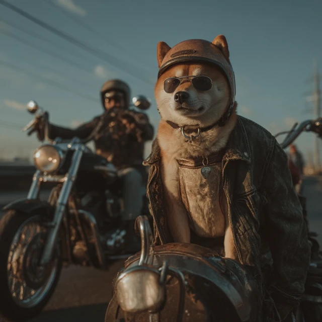 Shiba Inu Biker on Harley Davidson