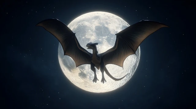 Moonlit Dragon Flight Night Sky Fantasy Art