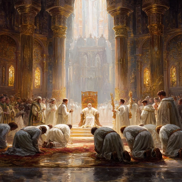 Royal Prayer Heavenly Palace Illustration
