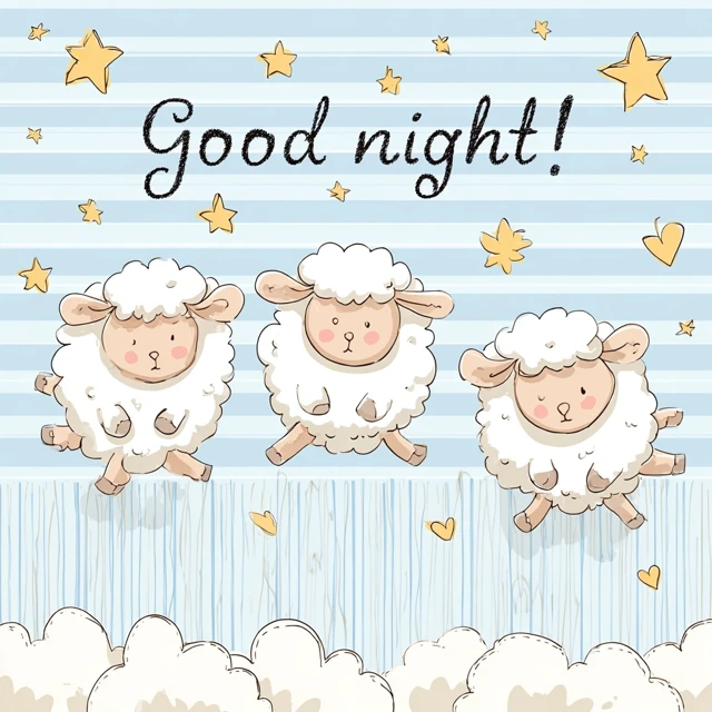 Cute Sheep Jumping Over Fence Good Night Cartoon