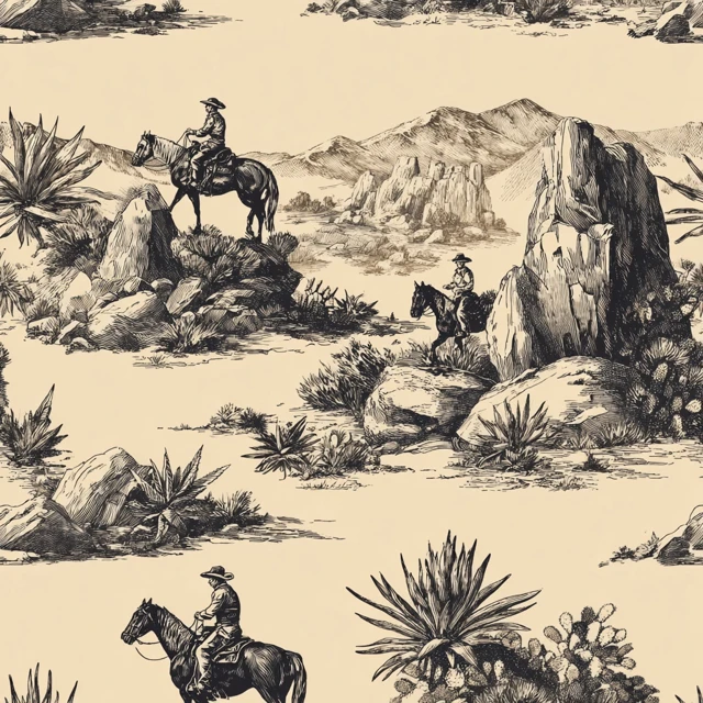 Western Cowboy Pattern Retro Print Design
