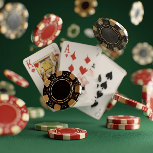 Casino Game Elements Playing Cards and Poker Chips