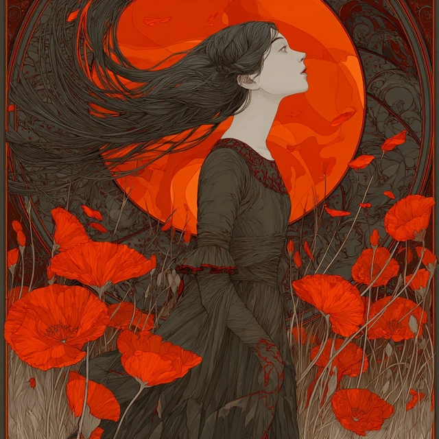 Sansara Whirlwind: Soul Journey Through Poppies