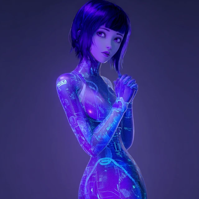 Cyberpunk Holographic AI Female Portrait