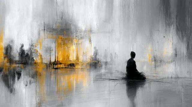 Chinese Figure in Void Painting
