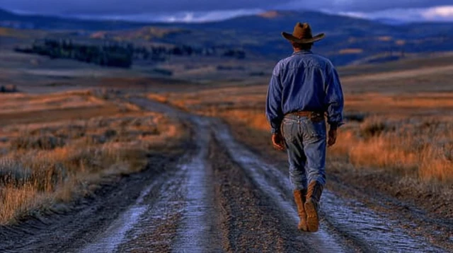 Western Cowboy Journeying at Dawn