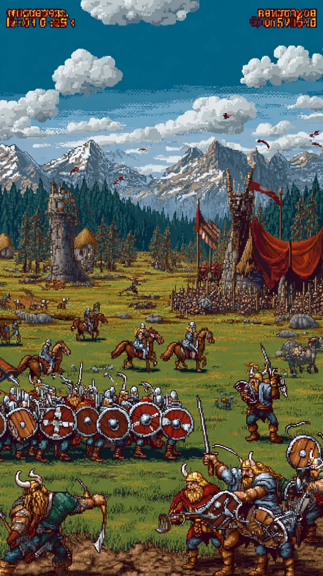 Viking Battle Scene SNES Screenshot