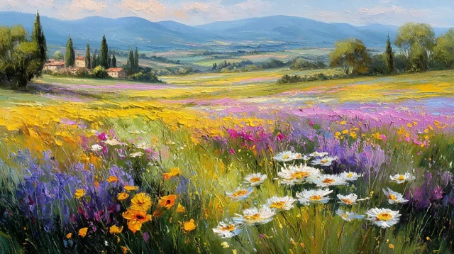 Spring Countryside Landscape Oil Painting