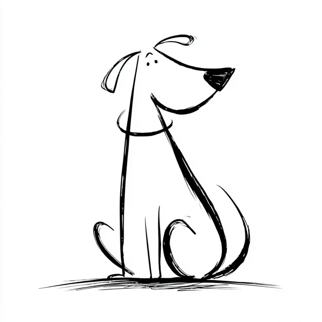 Cartoon Dog Outline Simple Lines