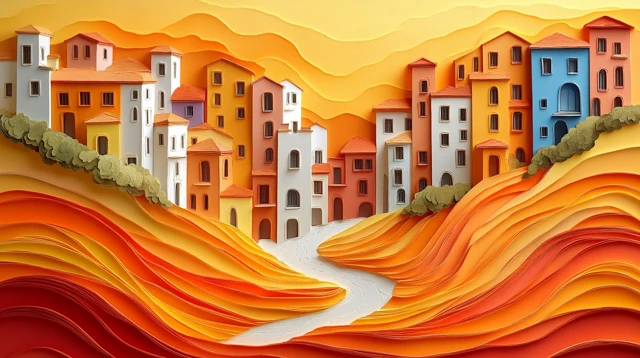 Paper Cut Italian Streetscape Art