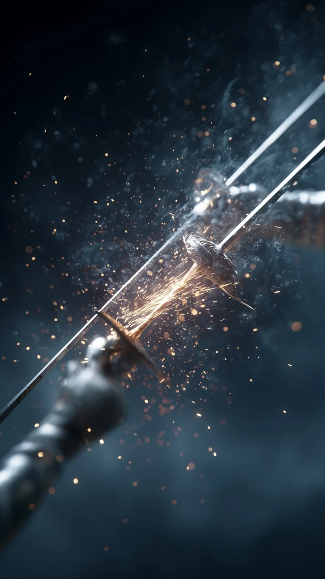 Fencing Sword Clash Epic Moment of Contact