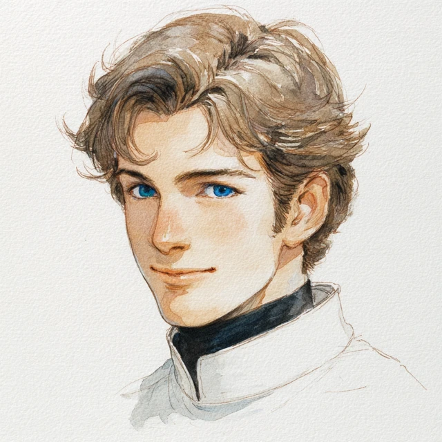 Anime Style Man Portrait Watercolor Illustration