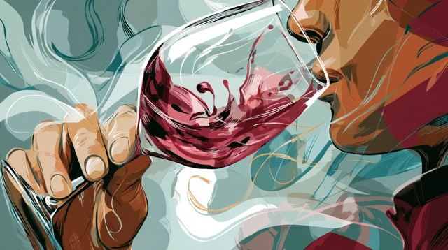 Wine Tasting Illustration Red Wine Pouring Art