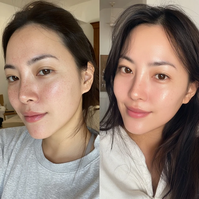 Skin Transformation Before and After Makeup Korean Woman