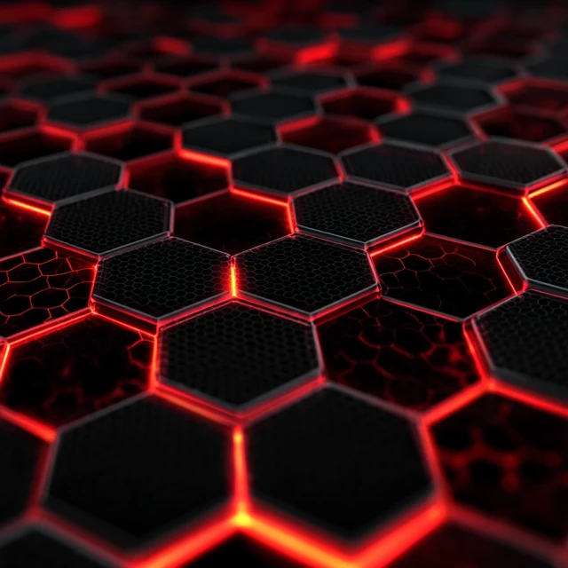 Futuristic Hexagon Pattern Red and Black Wallpaper