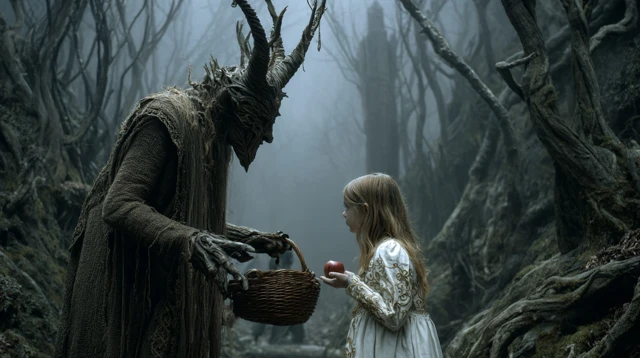 Forest Spirit and Girl Dark Fantasy Scene