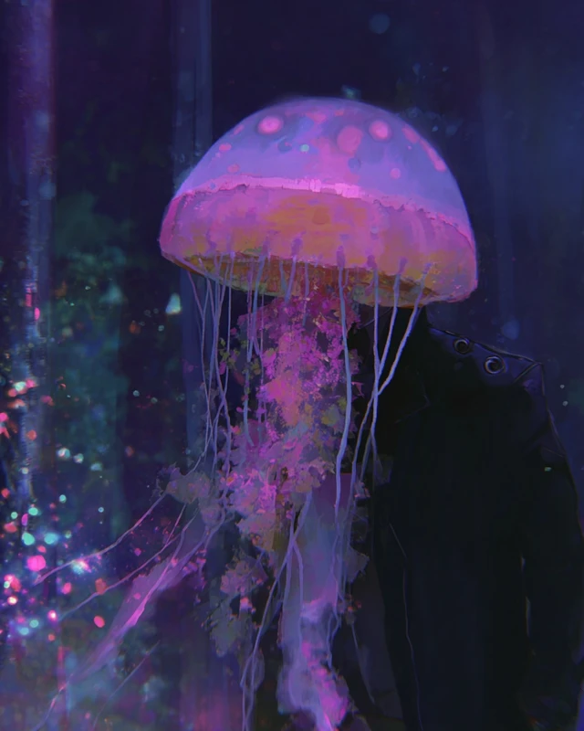 Scyphozoapunk Jellyfish Cyberpunk Illustration
