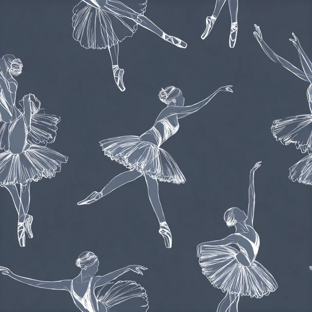 Ballet Dancer Vector Seamless Pattern Grey Background