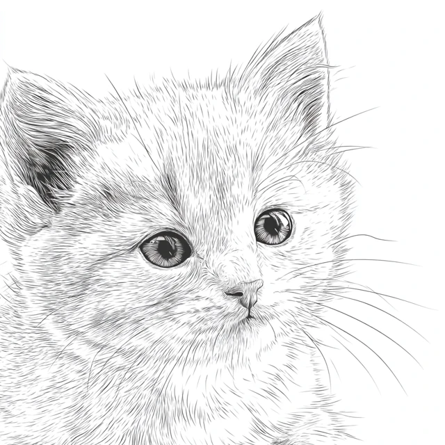 Cute Baby Cat Coloring Page Printable