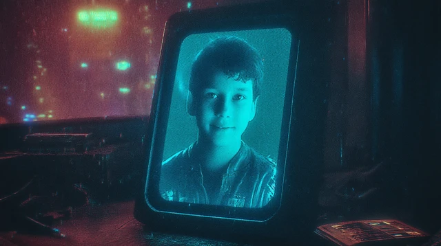 80s Cyberpunk VHS Screen Grab Hologram Portrait