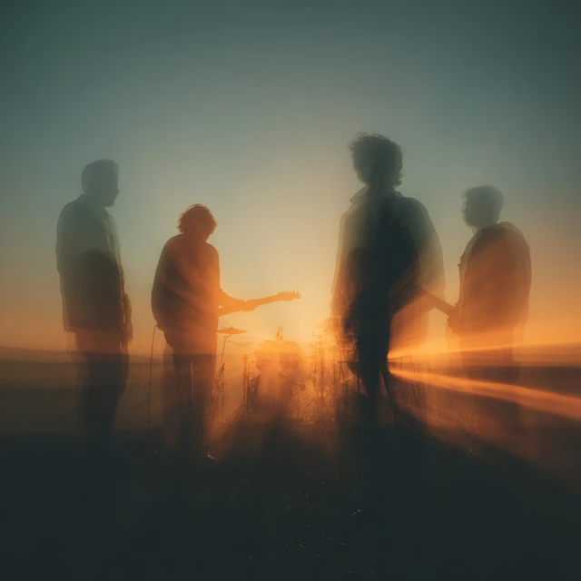 Rock Band Silhouettes Golden Hour Album Art