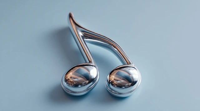 3D Musical Note Silver Metallic Finish Music Symbol