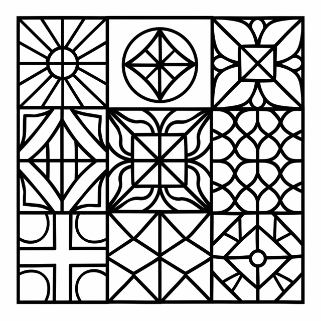 Black and White Patchwork Tile Pattern Design