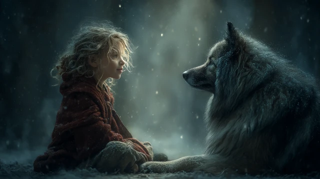 Girl and Dog in Snow A Winter Wonderland