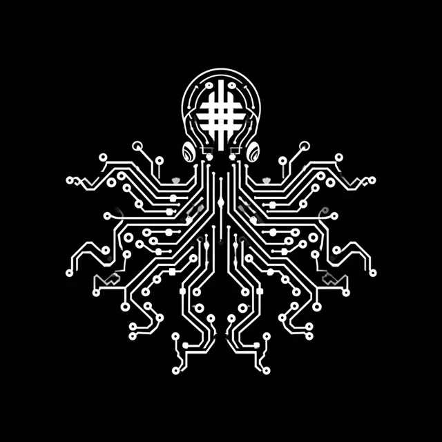 Strange Octopus Circuit Board Logo Design