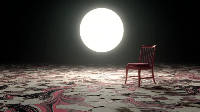 Surreal Scene Chair and Light Abstract Art