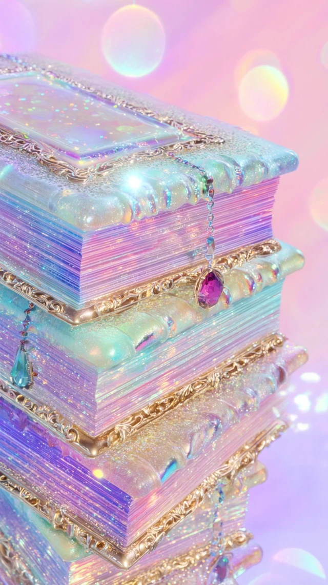 Glittery Aurora Books Elegant Surreal Art